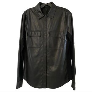 BCBG Max Azria Black Faux Leather Shirt size XS